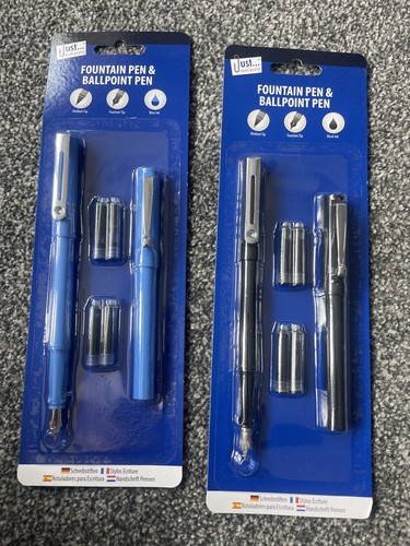 Fountain pen set black - black, blue