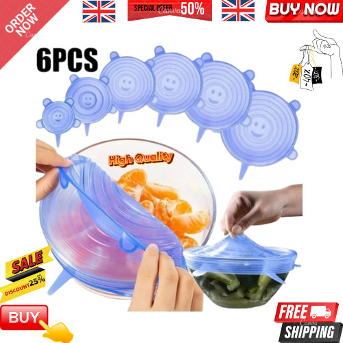 6pcs silicone stretch lids - 6pcs,