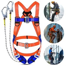 Safety Fall Arrest Full Body Protection Harness Scaffold Double Hook Lanyard
