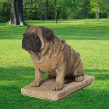 Lifesize Sitting Pug Dog Stone Cast House Ornament Garden Statue by DGS UK 28KGS