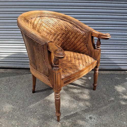 Carved oak bergere - carved, armchair