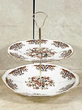 VINTAGE COLCLOUGH BONE CHINA CAKE STAND TWO TIER