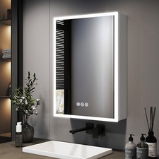 LED Bathroom Mirror Cabinet 3 LED Lights Shaver Socket Demister  with Storage
