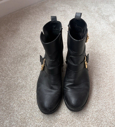 Women black leather ankle - black,