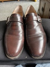 Samuel Windsor Men's Brown Leather Monk Shoes 