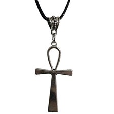 Ankh Necklace Pendant Egyptian 33 Inch Tie Cord Symbol of Life Egypt Large Ankh