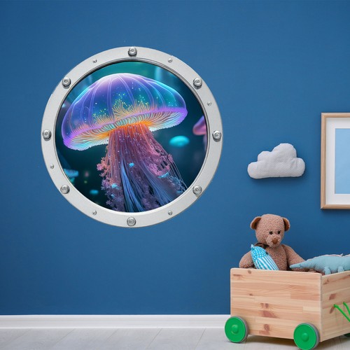 Jellyfish porthole wall - jellyfish,