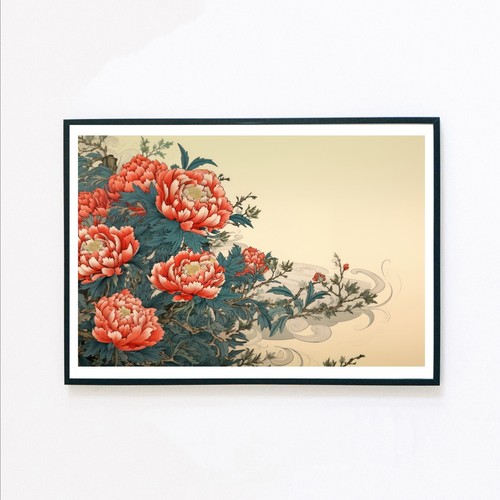 Japanese peony botanical - japanese,