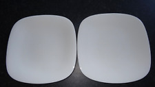 2 x WHITE CHINA BY DENBY RARE SQUARE DINNER PLATES SET 29CM  11.5'' (MORE AVAIL)