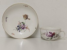 Antique 18th Century Höchst Porcelain Cup And Saucer Hand-painted Floral, A/F