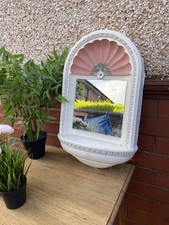 Vintage Unusual Plaster Wall Mounted Candle Holder Shelf With Mirror 