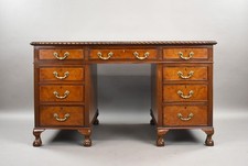 Antique Burr Walnut Pedestal Desk
