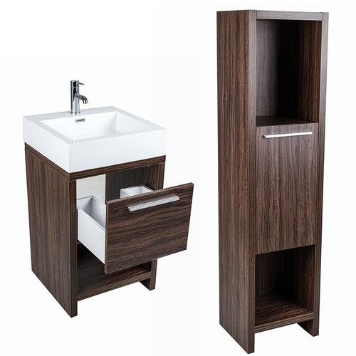 Walnut modern bathroom - modern, floor