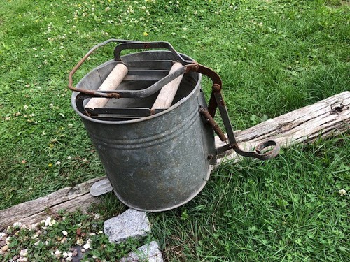 Vintage galvanised metal - galvanised, mop