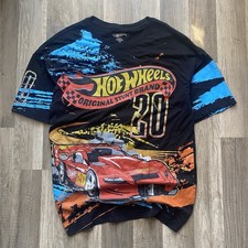 Hot Wheels Shirt Mens Medium Black T-shirt Graphic Tee Race Car Hybrid Apparel