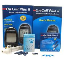 On Call Plus II Blood Glucose Meter plus 50 Glucose strips Lancer and Lancets