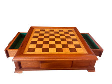 Large Wooden Chess Board with Storage – Vintage Style – 4.5 cm Squares