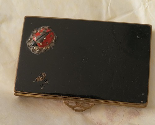 Vintage black enamel powder - black,