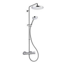 Thermostatic Mixer Shower Chrome Single Spray Pattern Bathroom Round Twin Head