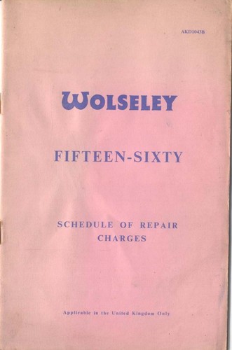 Wolseley schedule of - schedule,