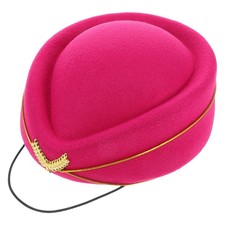  Flight Attendant Hat Air Hostess Felt Uniform Beret Cap Accessory