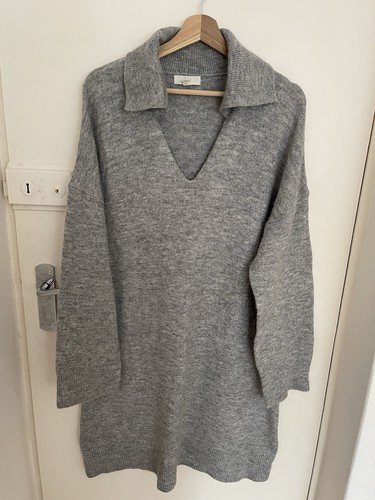 Grey marl knitted collared - h&m,