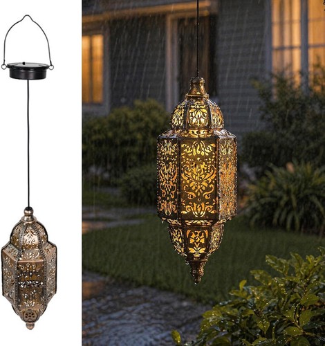 Moroccan solar hanging lantern - moroccan,