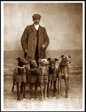 GREYHOUND MAN AND DOGS VINTAGE