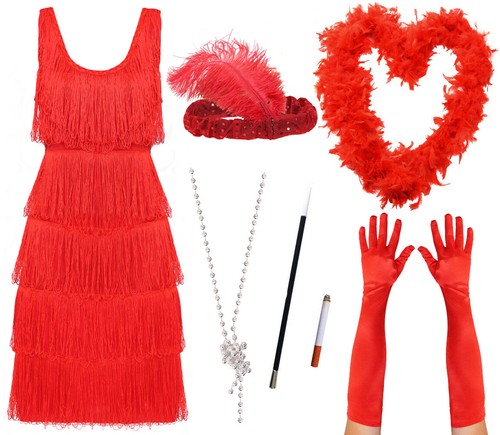 Deluxe red flapper fancy dress - deluxe,