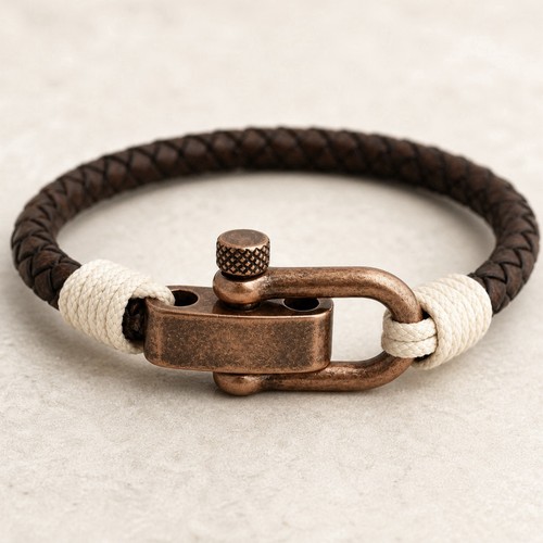 Men leather bracelet - men’s, brown