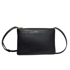 Auth CELINE Trio - Black Leather Shoulder Bag