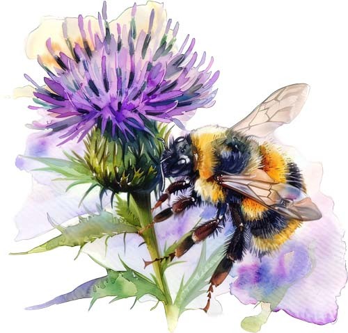 Floral bumble bee - bumble, art