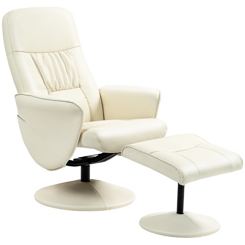 Cream leather recliner - leather,