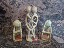 3 Hand Carved Kenyan Genuine Besmo Figurines - 33cm & 2 X 21cm
