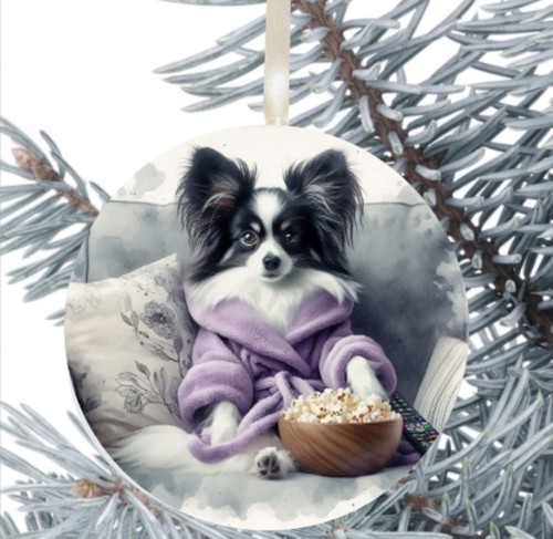 Papillon dog hanging bauble - hanging,