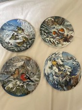 4 beautiful winter bird plates