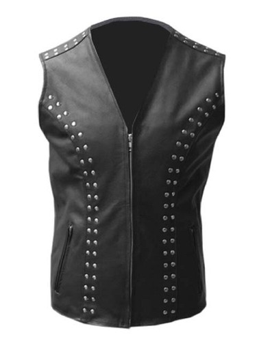 Mens black leather biker style - biker,