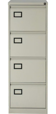 Bisley Grey 4 Drawer Foolscap Metal Filing Cabinet AOC4 Lockable with 2 Keys