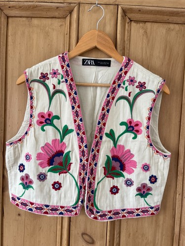 Zara embroidered gilet - zara,
