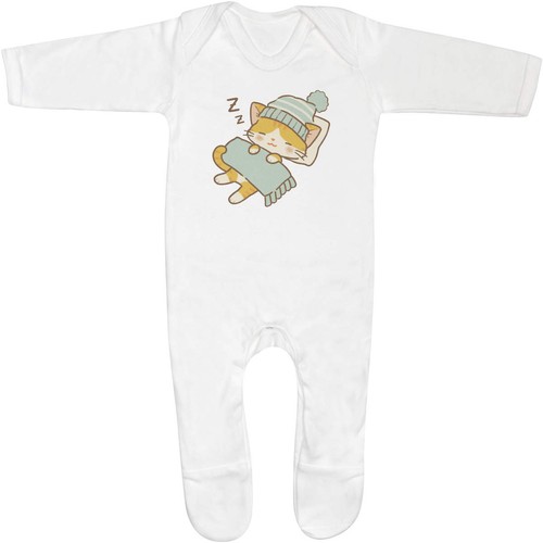 Sleeping kitten baby romper - 'sleeping,