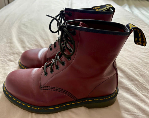 Martens red leather combat - martens,