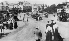 The Square, Bournemouth c1900, horse-drawn trams and carriages Hardback Print