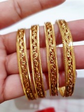 High Quality 22ct Yellow Gold Plated Indian Bangles Kada Set Size 2.6