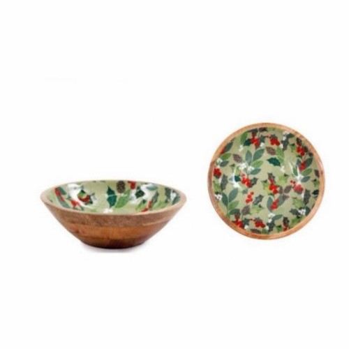 Berry print wooden enamel bowl - print,