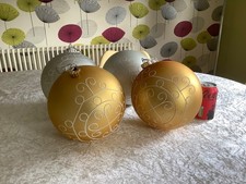 4 IKEA Extra LARGE Christmas Baubles 20cm Christmas Decorations Silver & Gold