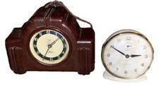 Elco Synchronous Mounted Clock Bakelite Art Deco and a WestClox Alarm Metal