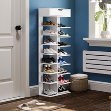 LARGE 8 TIER SHOE RACK STAND COMPACT SPACE SAVING STORAGE ORGANISER DRAWER SHELF