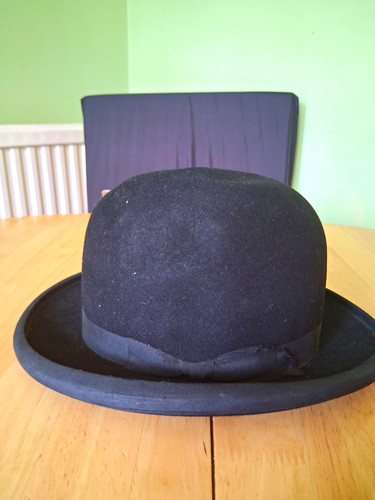 Men black felt bowler hat - black,