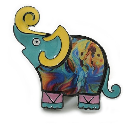 Multicoloured enamel elephant - enamel,