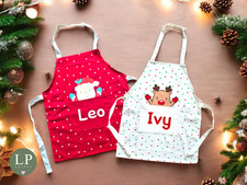 Personalised Kids Christmas Apron, Santa Reindeer Apron. Christmas Baking Cookie